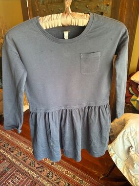 Tea Collection Navy Long-Sleeve Peplum Pocket Top